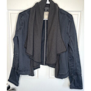 Abercrombie & Fitch Women's Waffle Wrap Jacket Sz L Y2K Boho Steel Gray Moto